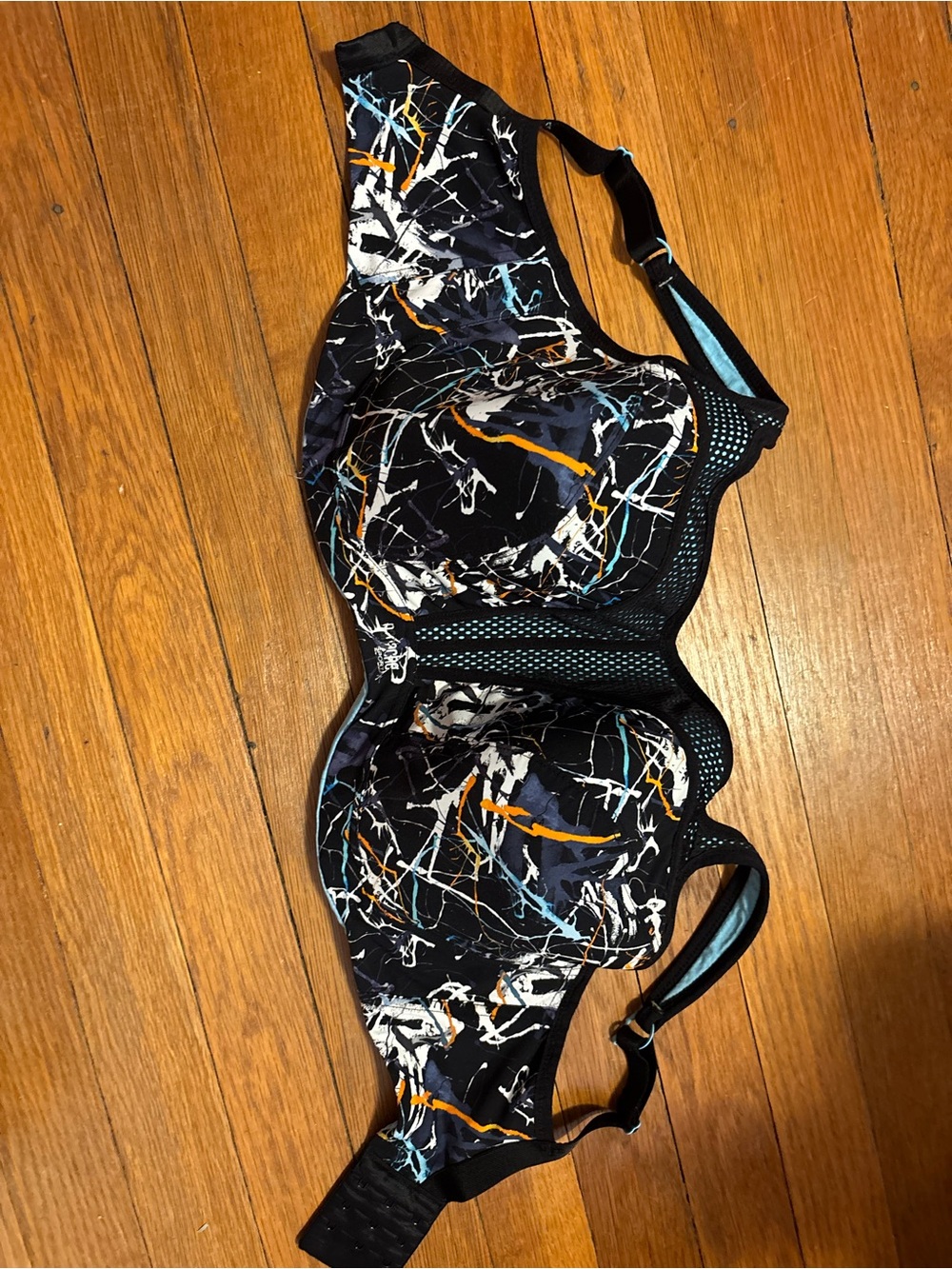 Panache Light Blue and Black Sports Bra